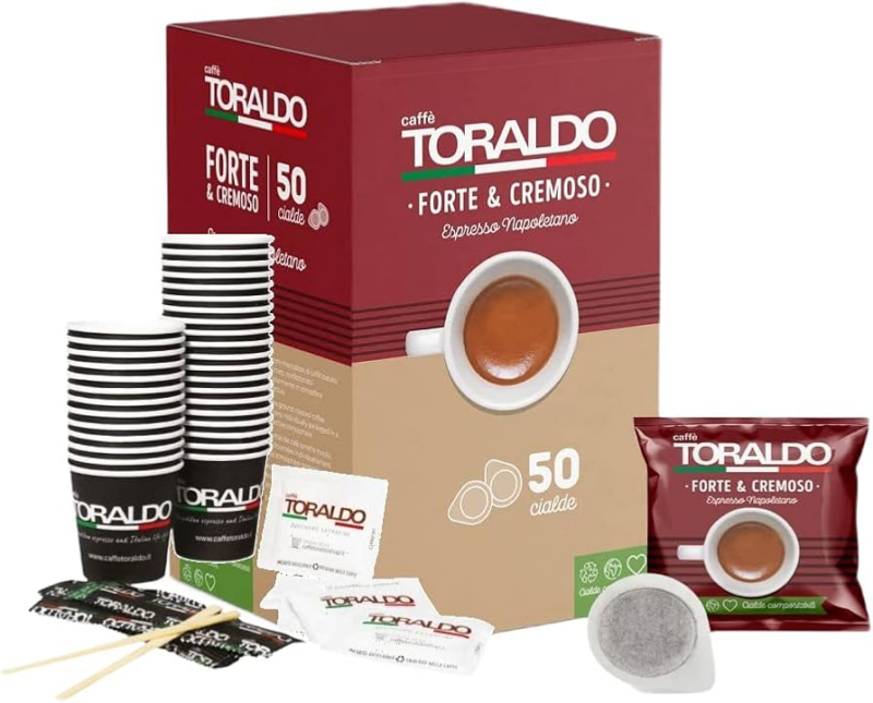 50 Cialda Toraldo Forte e Cremoso sa čašama, šećerom i kašičicama